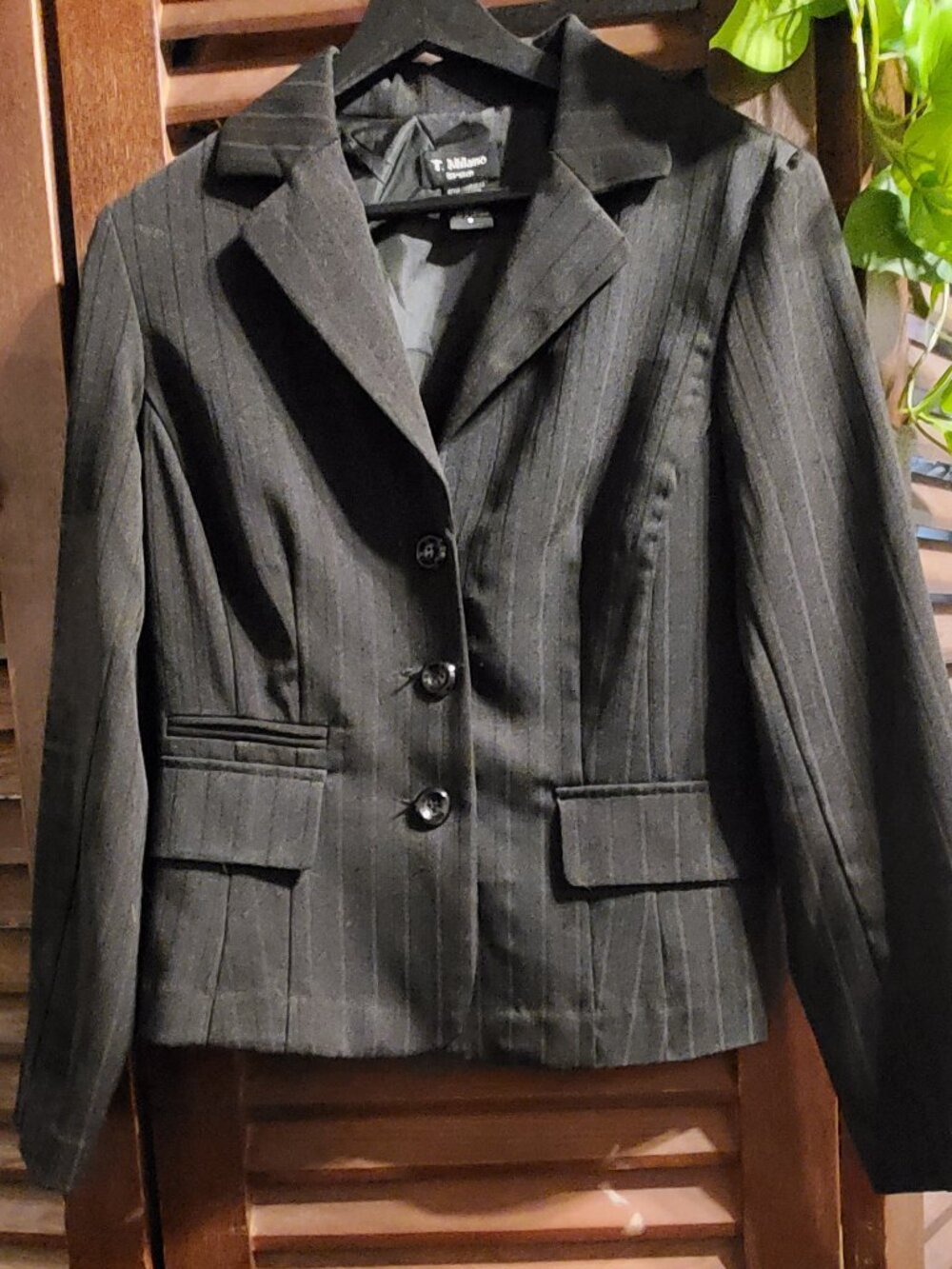 Black Pinstripe Ladies Suit Jacket
